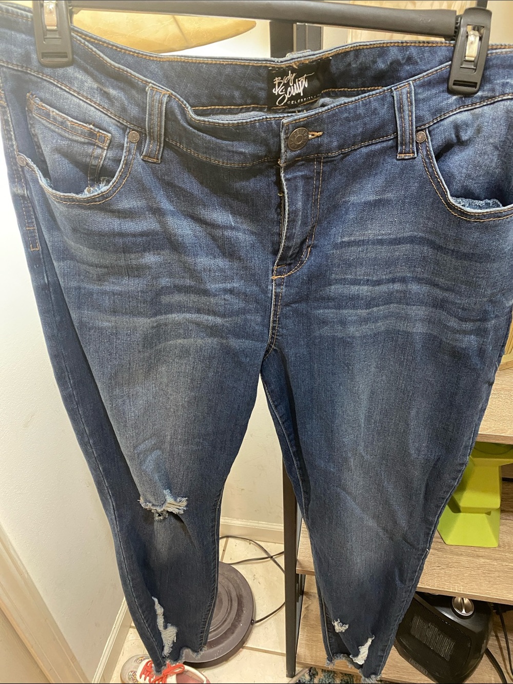Women's Skinny Distressed Dark Blue Jeans
